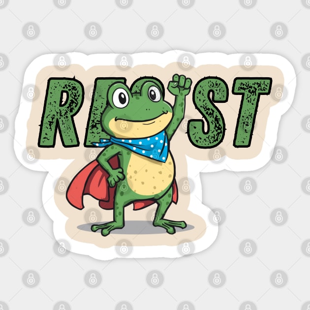 Resist-Frog Sticker by Creatifly Graphic Tees